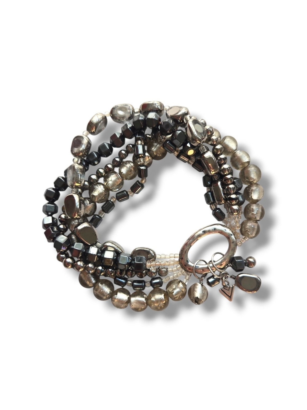 Silpada Hailstorm Metallic Hematite Multi-Strand Bead Stretch Bracelet